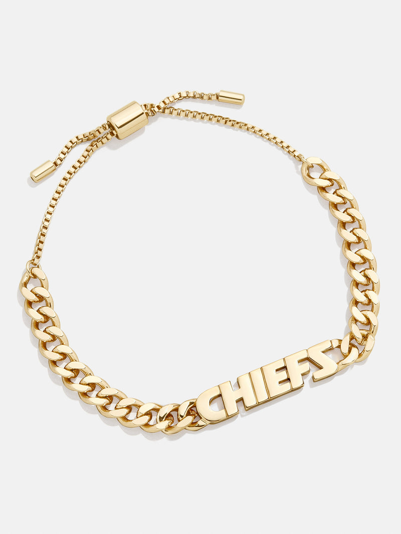 BaubleBar Kansas City Chiefs NFL Gold Curb Chain Bracelet - Kansas City Chiefs - NFL pull-tie bracelet