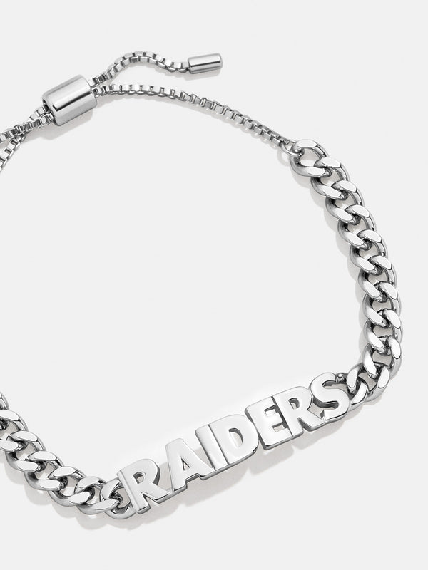 Las Vegas Raiders NFL Silver Curb Chain Bracelet - Las Vegas Raiders