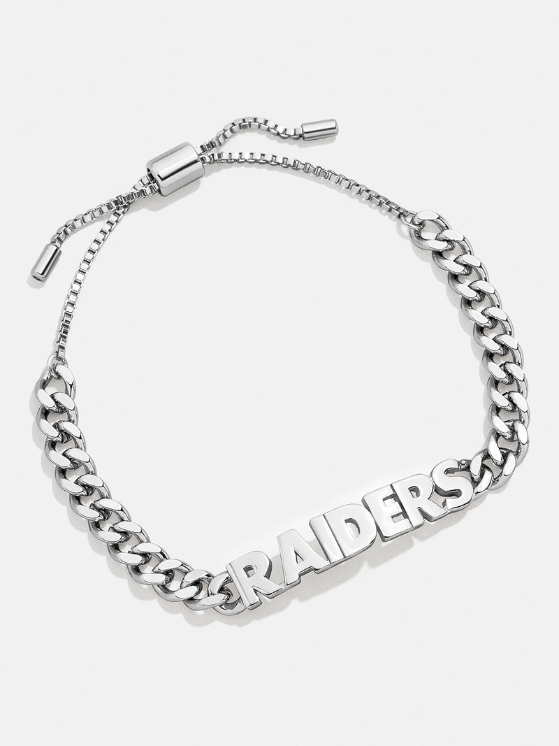 BaubleBar Las Vegas Raiders NFL Silver Curb Chain Bracelet - Las Vegas Raiders - NFL pull-tie bracelet