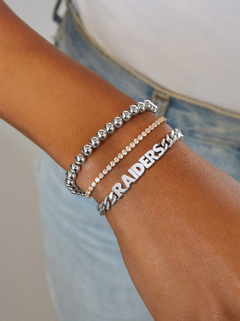 BaubleBar Las Vegas Raiders NFL Silver Curb Chain Bracelet - Las Vegas Raiders - NFL pull-tie bracelet