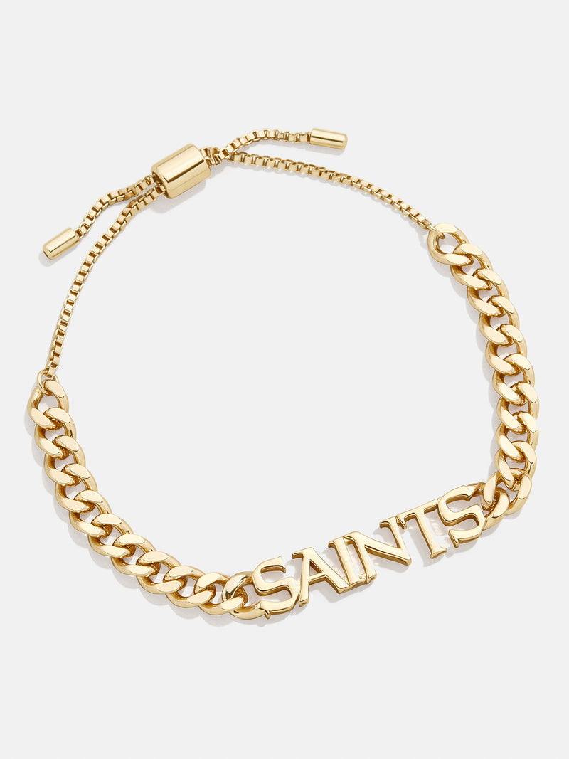 BaubleBar New Orleans Saints NFL Gold Curb Chain Bracelet - New Orleans Saints - NFL pull-tie bracelet