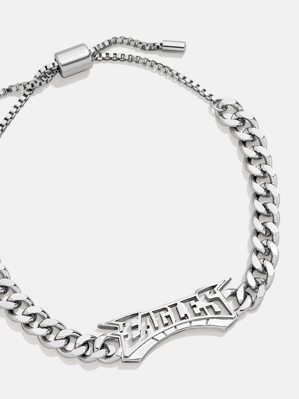 Philadelphia Eagles NFL Silver Curb Chain Bracelet - Philadelphia Eagles