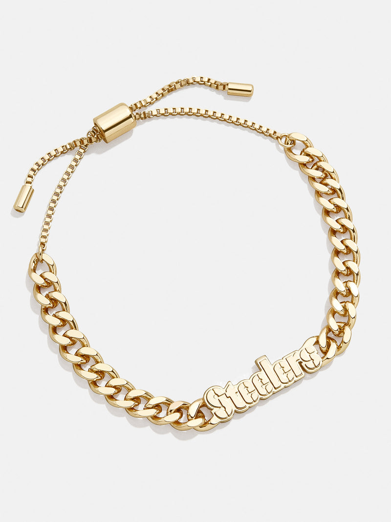 BaubleBar Pittsburgh Steelers NFL Gold Curb Chain Bracelet - Pittsburgh Steelers - NFL pull-tie bracelet