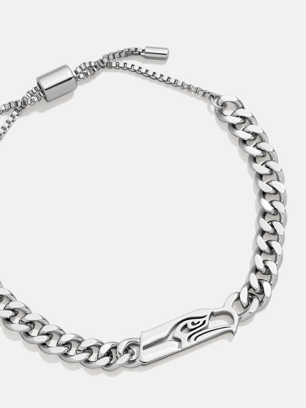 Seattle Seahawks NFL Silver Curb Chain Bracelet - Seattle Seahawks