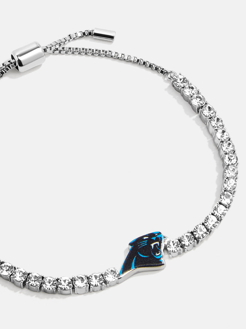 BaubleBar Carolina Panthers NFL Silver Tennis Bracelet - Carolina Panthers - NFL pull-tie bracelet
