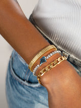 BaubleBar Carolina Panthers NFL Silver Tennis Bracelet - Carolina Panthers - NFL pull-tie bracelet