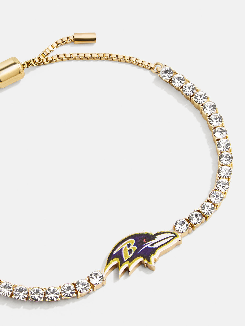 Baltimore Ravens NFL Gold Tennis Bracelet - Baltimore Ravens – NFL pull-tie  bracelet – BaubleBar