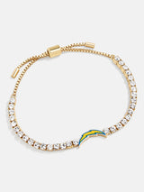 BaubleBar Los Angeles Chargers NFL Gold Tennis Bracelet - Los Angeles Chargers - NFL pull-tie bracelet