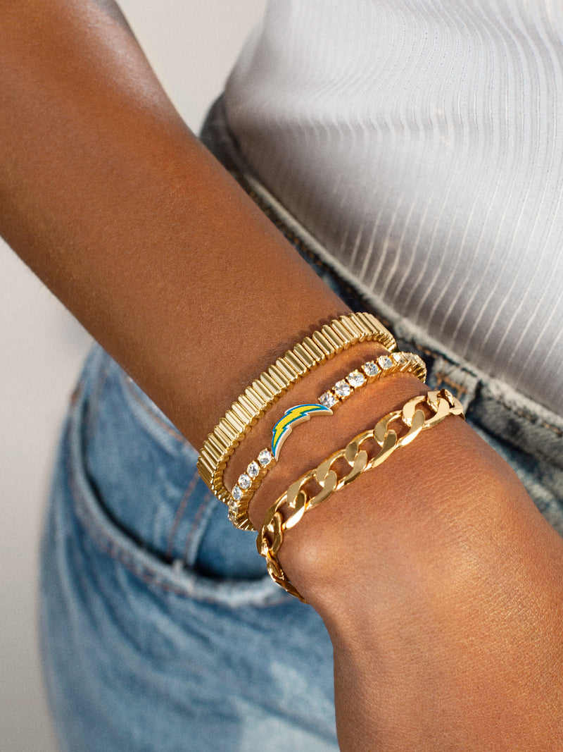 BaubleBar Los Angeles Chargers NFL Gold Tennis Bracelet - Los Angeles Chargers - NFL pull-tie bracelet