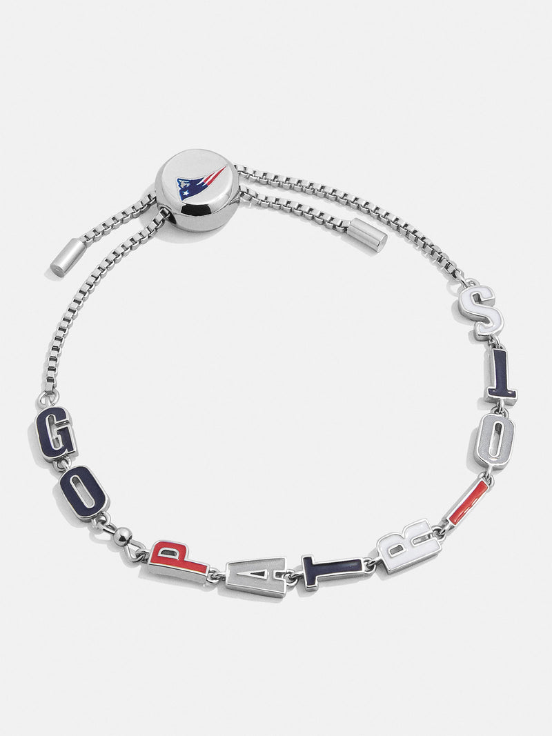 BaubleBar New England Patriots NFL Silver Slogan Bracelet - New England Patriots - 
    NFL pull-tie bracelet
  
