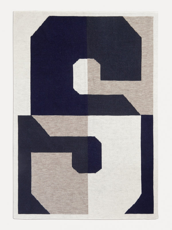 Initial Here Custom Blanket - Navy/Gray