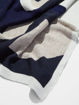 BaubleBar Initial Here Custom Blanket - Navy/Gray - Best selling blankets, immediate ship