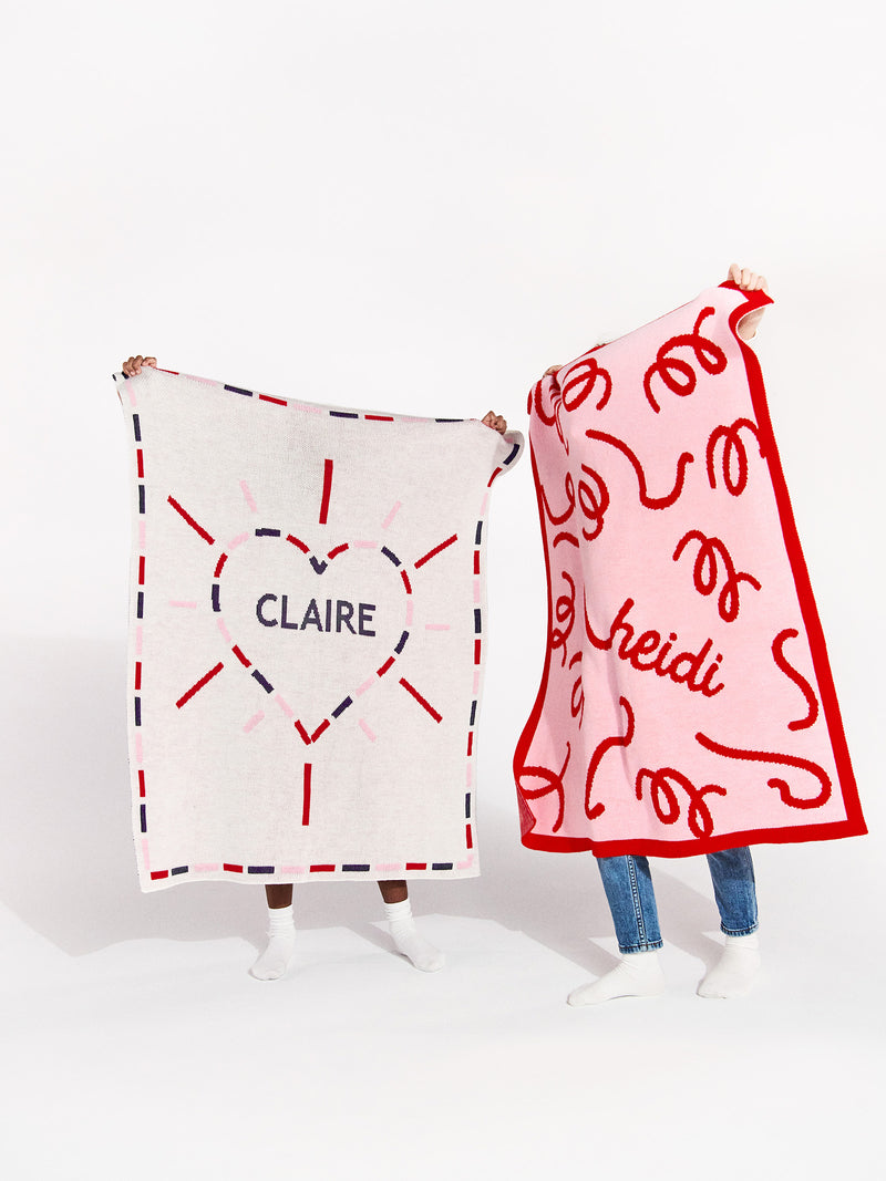 BaubleBar Wild At Heart Kids' Custom Blanket - Red/Blue/Pink - Custom, machine washable blanket