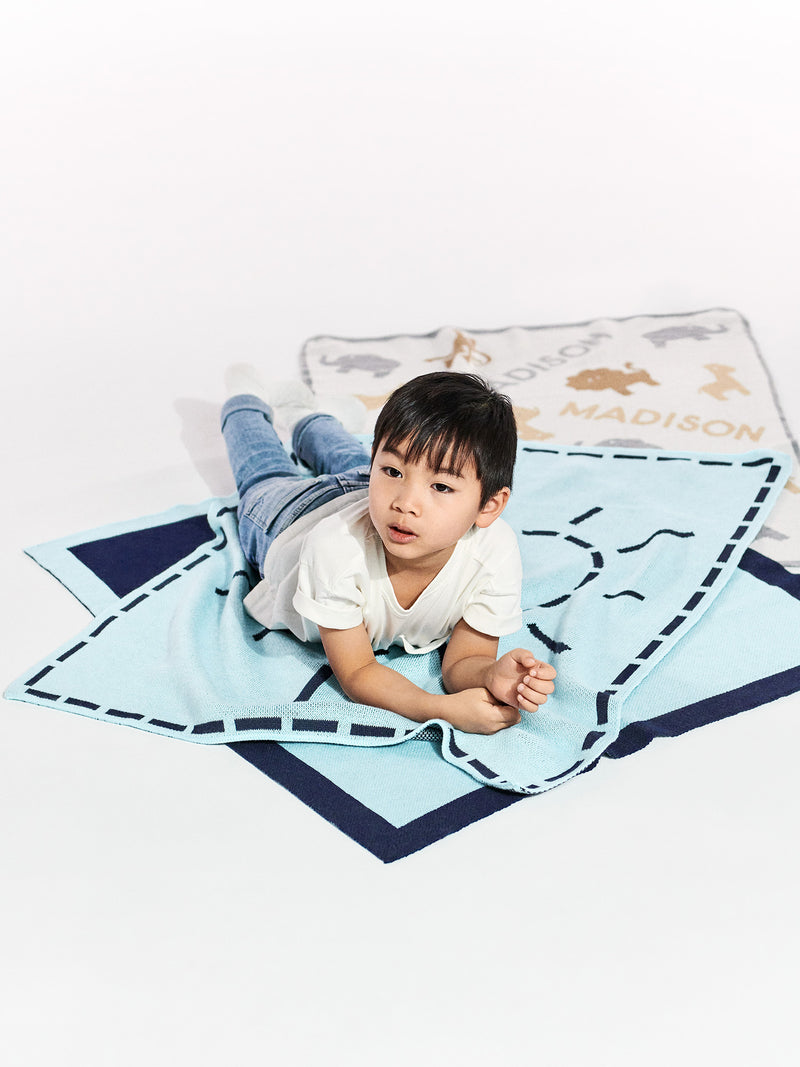 BaubleBar Wild At Heart Kids' Custom Blanket - Light Blue/Navy - 
    Custom, machine washable blanket
  
