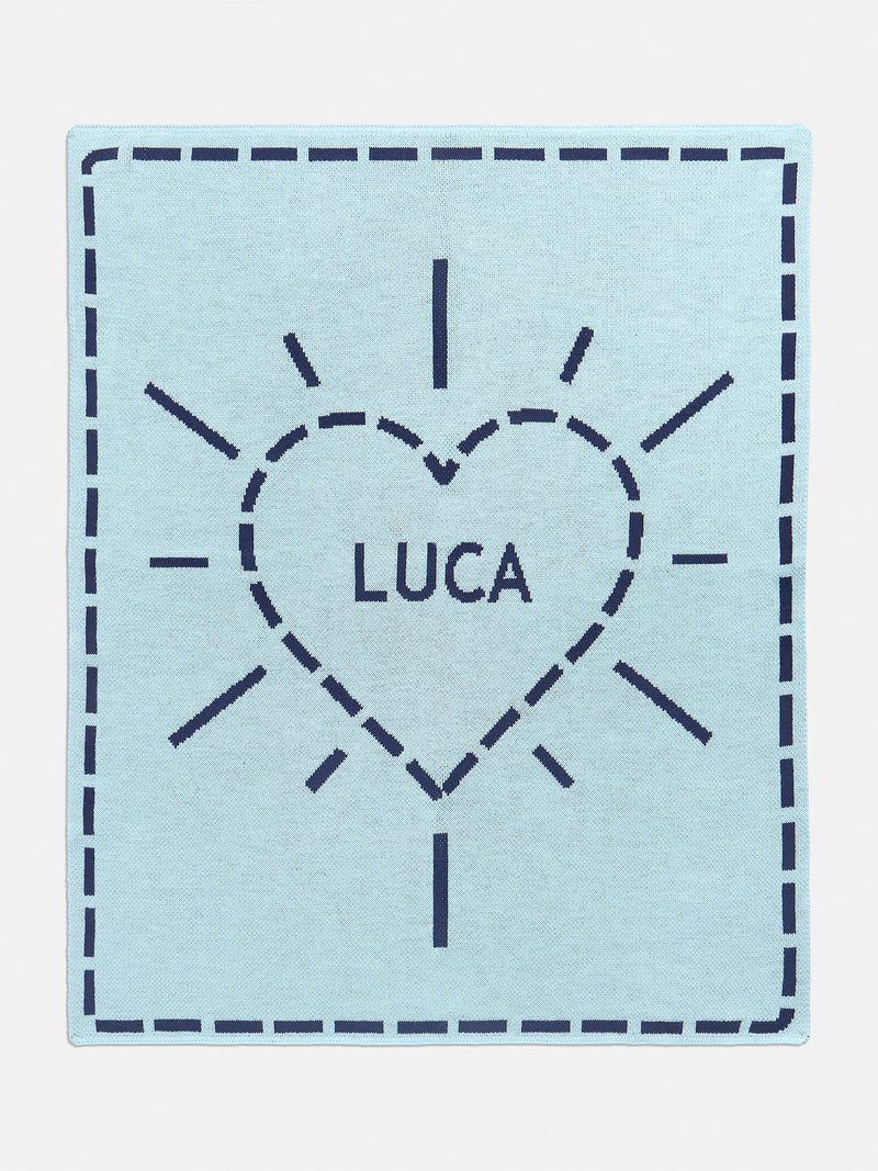 BaubleBar Wild At Heart Kids' Custom Blanket - Light Blue/Navy - Get Gifting: Enjoy 20% Off​