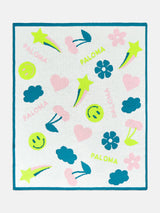 BaubleBar Happy Days Kids' Custom Blanket - Yellow/Pink/Blue - 
    Custom, machine washable blanket
  
