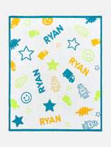 BaubleBar Wild Child Kids' Custom Blanket - Green/Blue - Custom, machine washable blanket