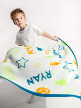 BaubleBar Wild Child Kids' Custom Blanket - Green/Blue - Custom, machine washable blanket