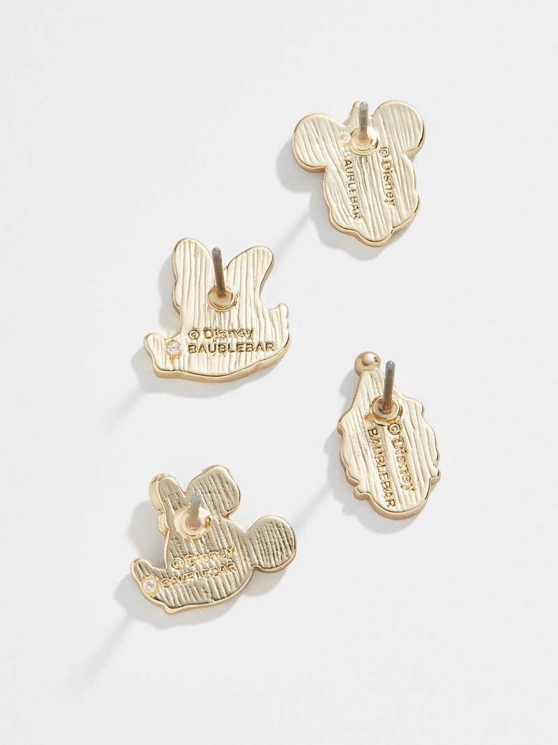 BaubleBar Disney Birthday Party Earring Set - Gold - Mickey Mouse, Minnie Mouse, Daisy Duck, and Donald Duck stud earrings