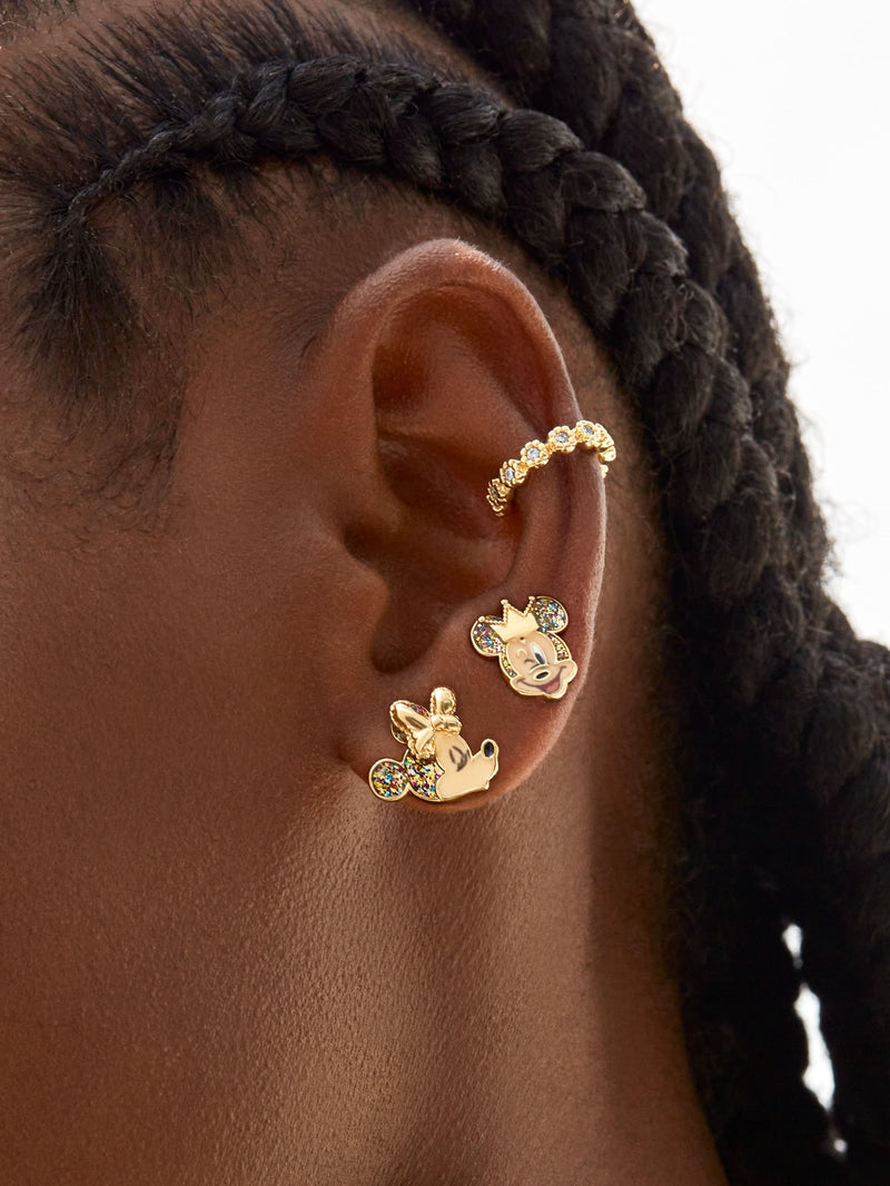 BaubleBar Disney Birthday Party Earring Set - Gold - Mickey Mouse, Minnie Mouse, Daisy Duck, and Donald Duck stud earrings