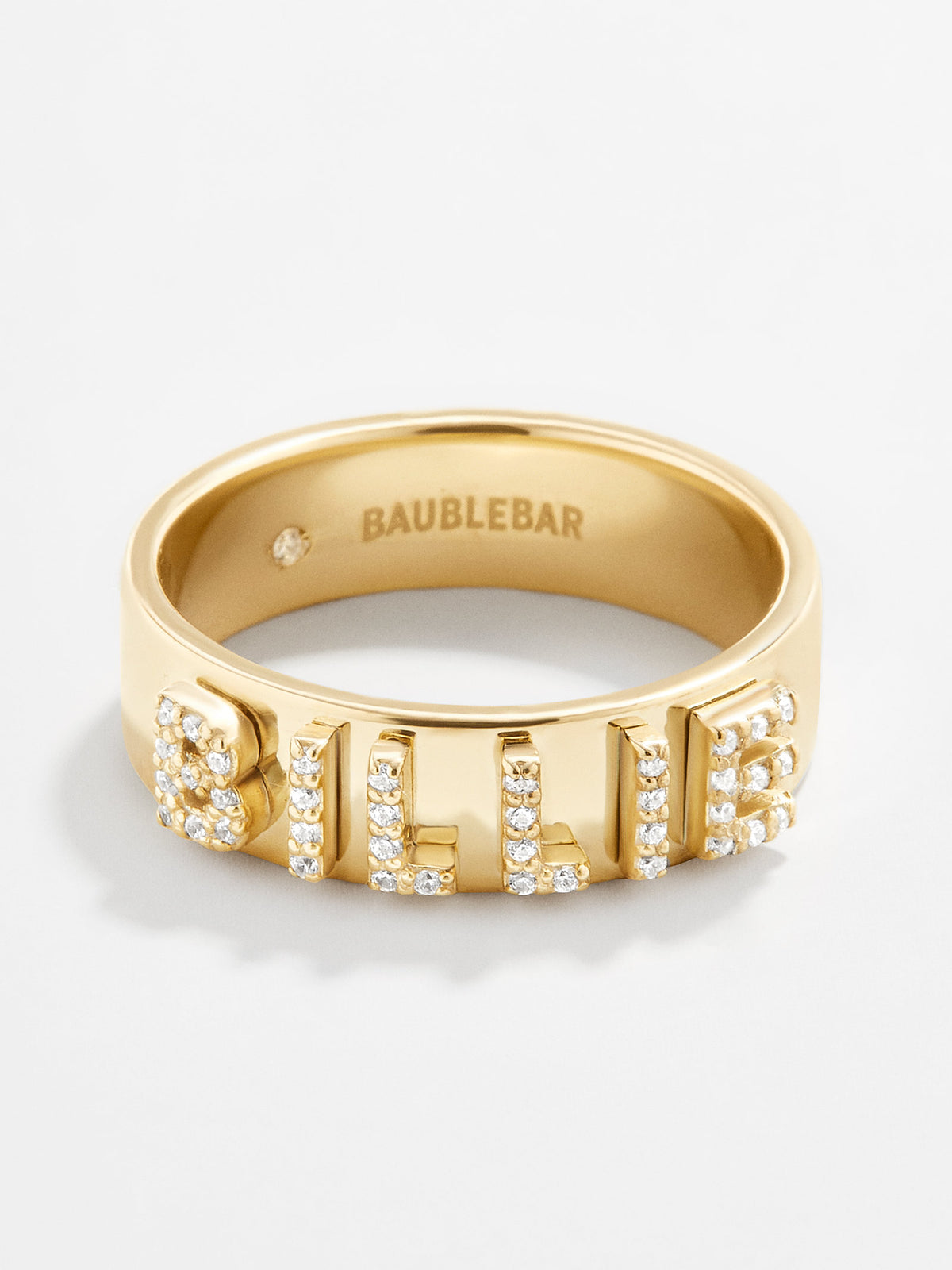 18K Gold Custom Block Ring - 18K Gold Plated Sterling Silver. Pavé Cubic Zirconia Stones