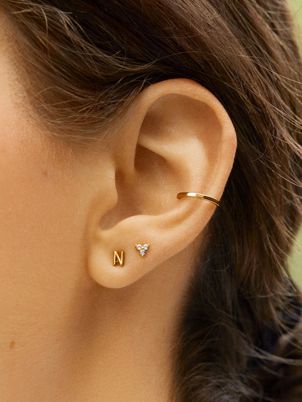 18K Gold Single Initial Earring - Gold