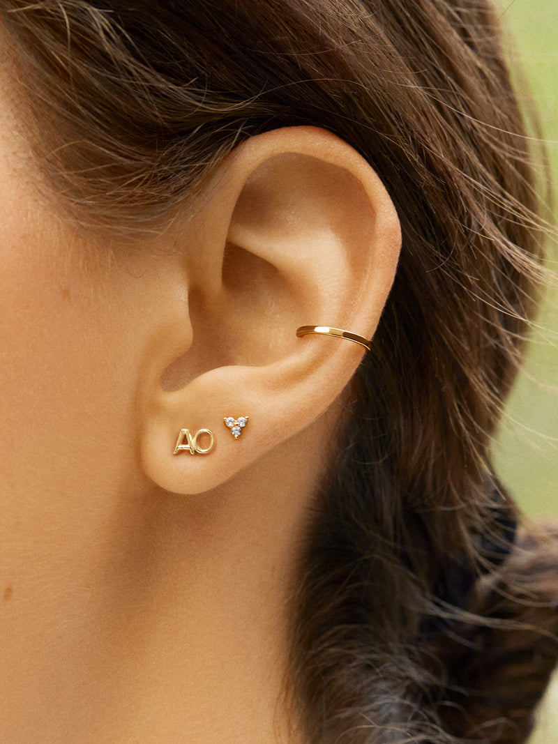 Single 18K Gold Double Initial Earring Gold – Get Gifting Early