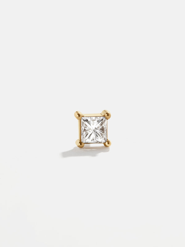 Solid Gold & Diamond Princess Cut Earring - Clear/Gold