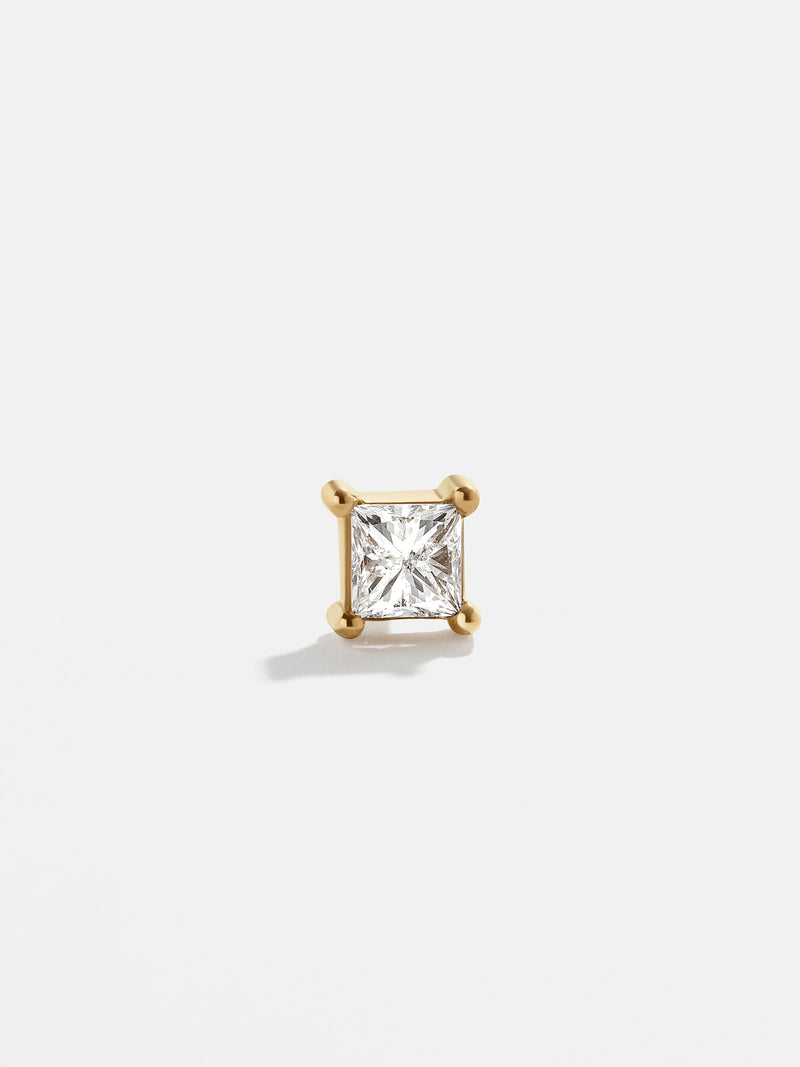 BaubleBar Solid Gold & Diamond Princess Cut Earring - 14K Solid Gold