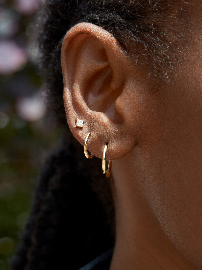 BaubleBar Solid Gold & Diamond Princess Cut Earring - 14K Solid Gold