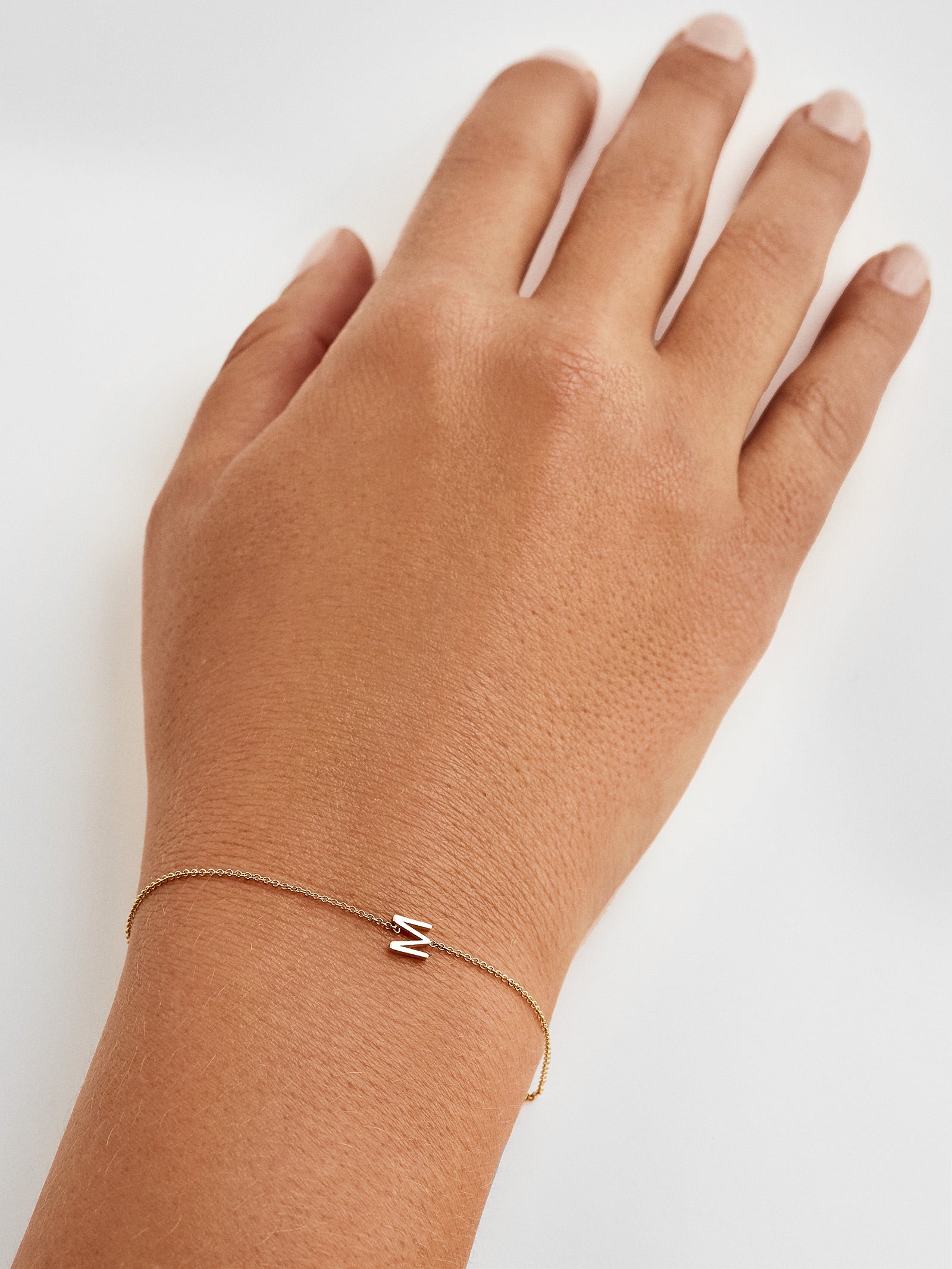 Maya Brenner Mini Letter Bracelet Gold Solid White Gold Rose Gold or Yellow Gold BaubleBar