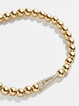 BaubleBar Initial Pisa Bracelet - Pavé Horizontal - Gold beaded stretch bracelet
