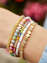 BaubleBar Initial Pisa Bracelet - Rainbow - Rainbow beaded stretch bracelet