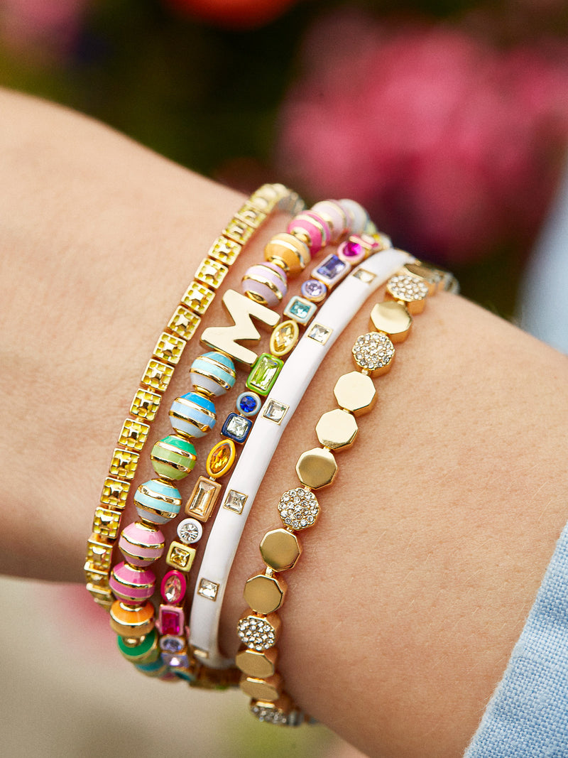 BaubleBar Initial Pisa Bracelet - Rainbow - Rainbow beaded stretch bracelet