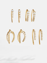BaubleBar Libby 18K Gold Earring Set - 18K Gold Plated Sterling Silver, Cubic Zirconia stones