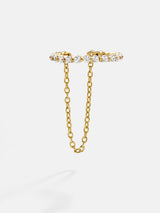 BaubleBar Kate 18K Gold Ear Cuff - Clear/Gold - 
    18K Gold Plated Sterling Silver, Cubic Zirconia stones
  
