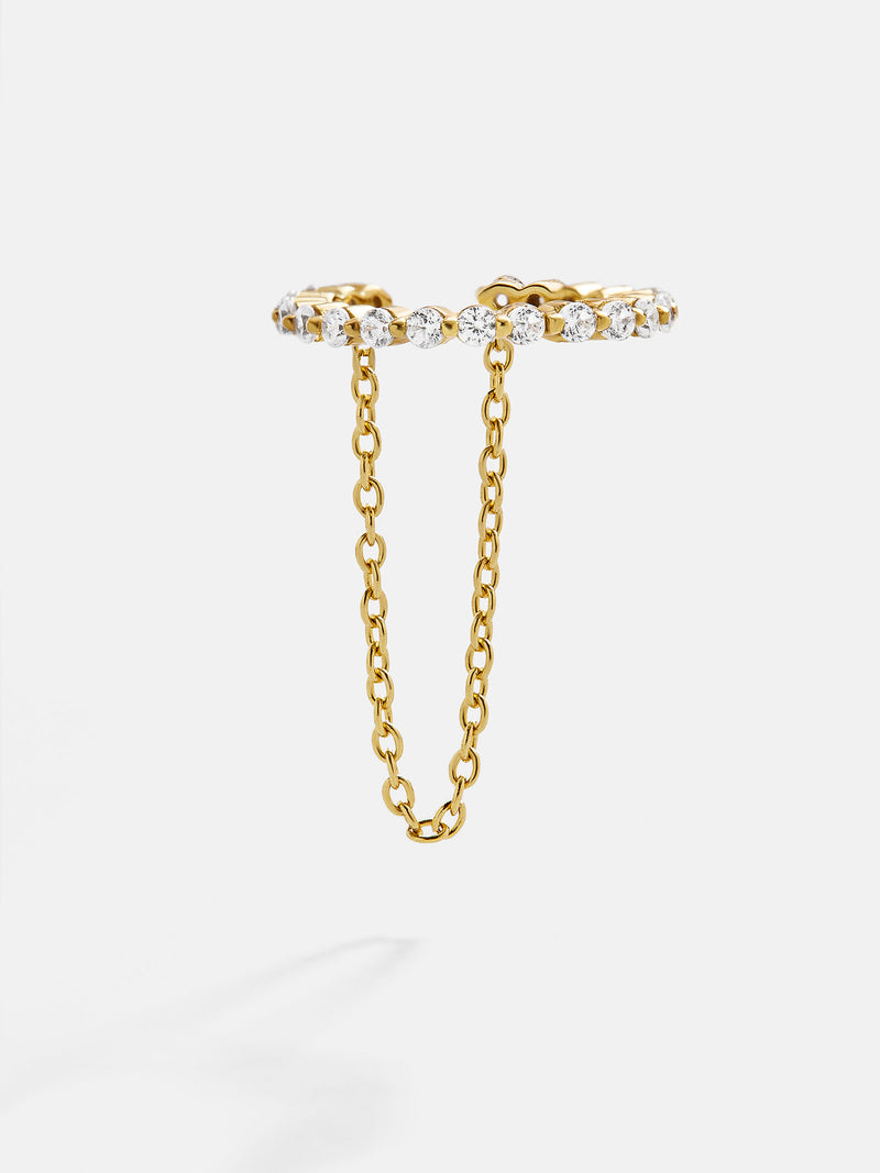 BaubleBar Kate 18K Gold Ear Cuff - Clear/Gold - 
    18K Gold Plated Sterling Silver, Cubic Zirconia stones
  
