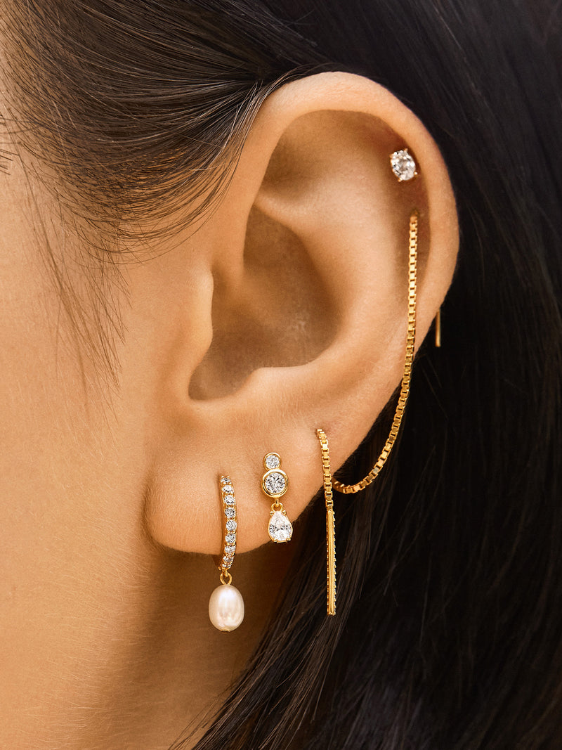 BaubleBar Gabrielle 18K Gold Earrings - Clear/Gold - Get Gifting: Enjoy 20% Off​