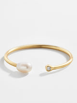 BaubleBar Corinna 18K Gold Ring - 18K Gold Plated Sterling Silver, Cubic Zirconia stone, keshi pearl