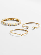 BaubleBar Mariah 18K Gold Ring Set - Gold - 
    18K Gold Plated Sterling Silver, Cubic Zirconia stones
  
