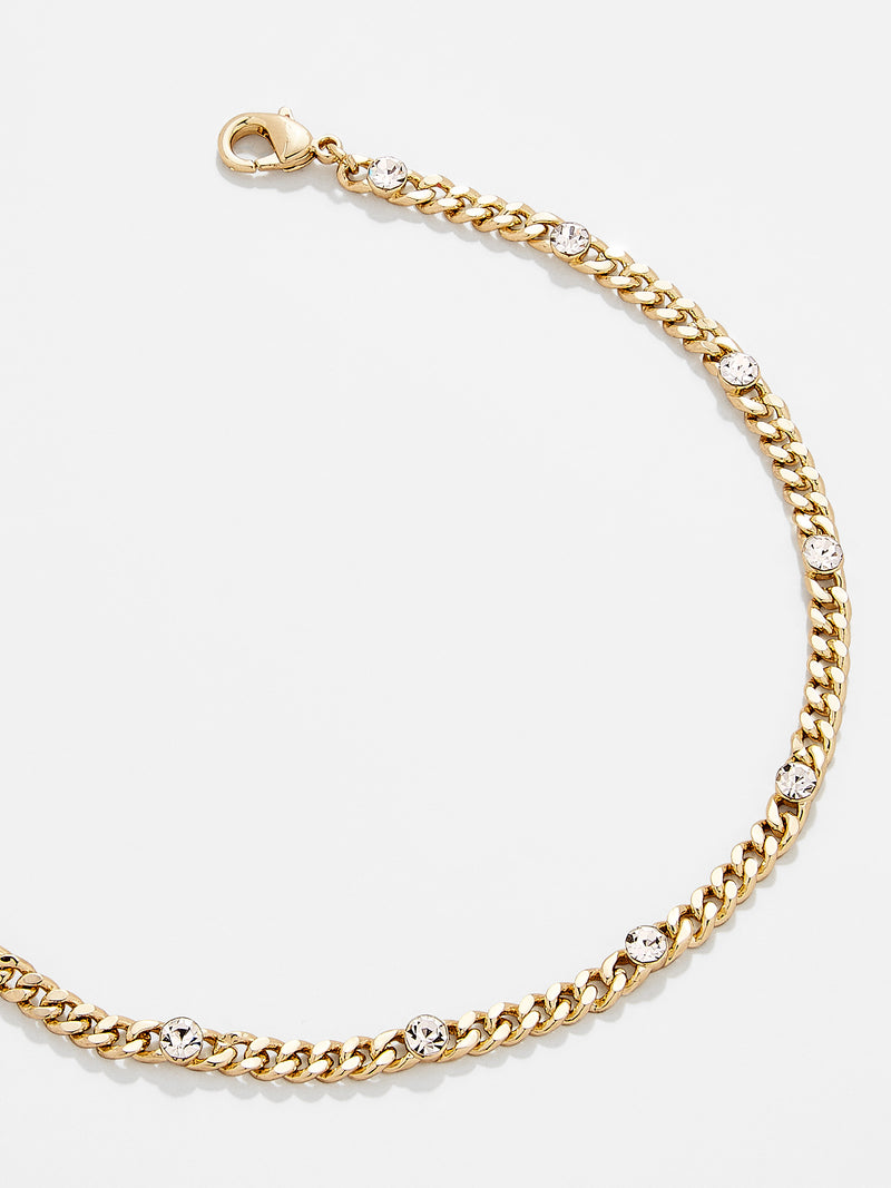 BaubleBar Cassandra Bracelet - Gold Plated Brass - Curb chain and crystal bracelet