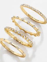 BaubleBar Morgan Ring Set - Clear/Gold - 
    Four gold stacking rings
  
