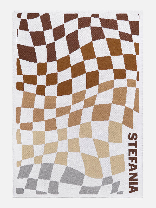 3D Check Custom Blanket - Brown Ombre