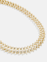 BaubleBar Coco Collar Necklace - Gold, crystal, and pearl collar necklace