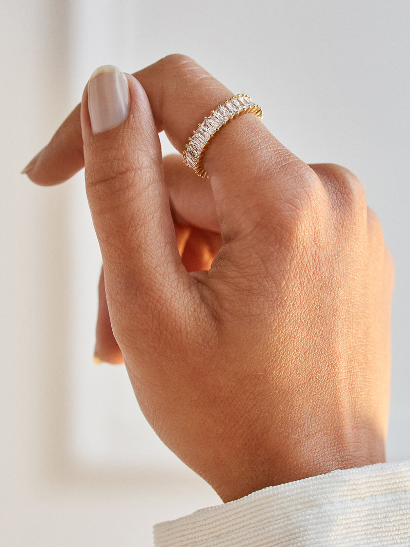 BaubleBar Mini Alidia Cubic Zirconia Ring - Baguette stones