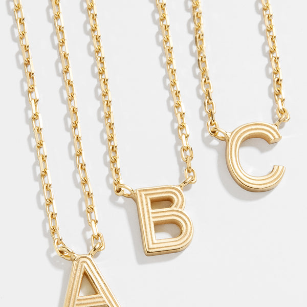 18K Gold Etched Initial Necklace - Gold – Mother