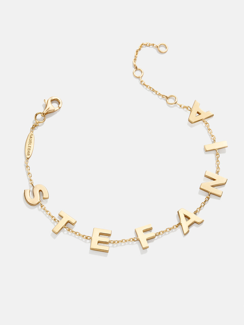 BaubleBar 18K Gold Custom Spaced Letter Name Bracelet - Large - Enjoy 20% off custom gifts