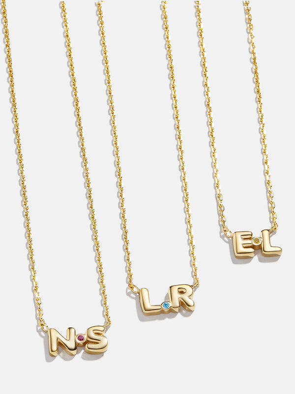 18K Gold Double Initial Birthstone Custom Necklace