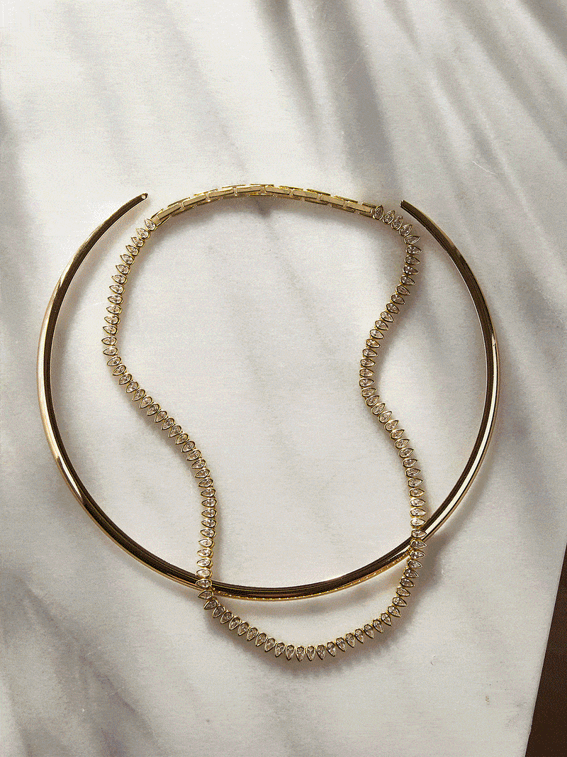 BaubleBar Bennett 18K Gold Adjustable Tennis Necklace - Gold/Pavé - 
    18K Gold Plated Sterling Silver, Cubic Zirconia stones
  
