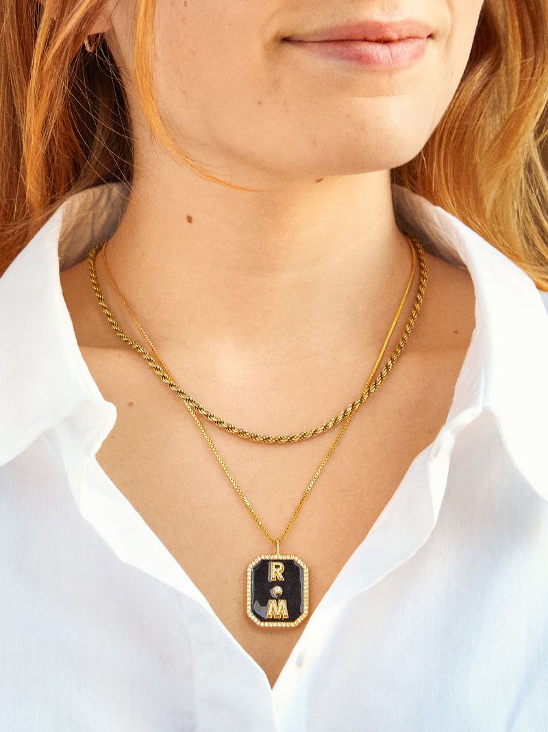 BaubleBar Dog Tag 18K Gold Custom Reversible Necklace - Reversible, 18K Gold Plated Sterling Silver